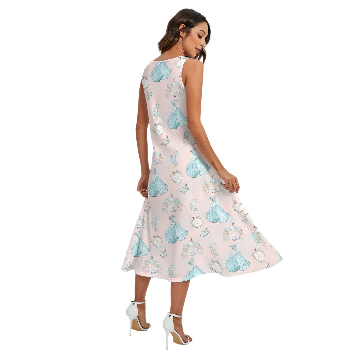 Pastel Midnight Magic - Women’s Diagonal Pocket Midi Dress