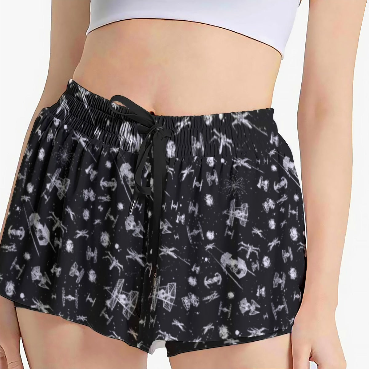 Epic Space Battle Ships - Women's Flowy Pocket Shorts