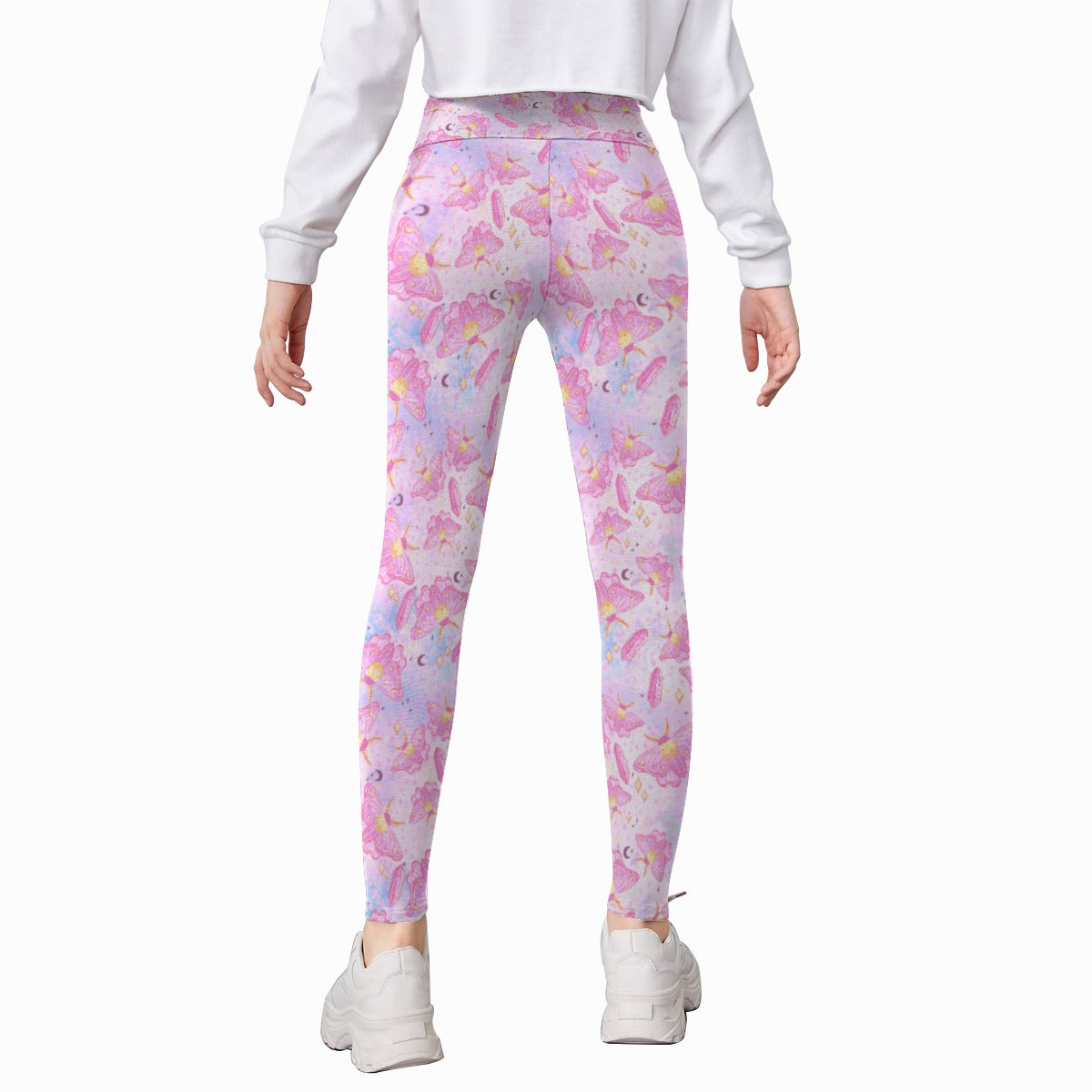 Pink Crystal Lunar Moths - Kid's Leggings