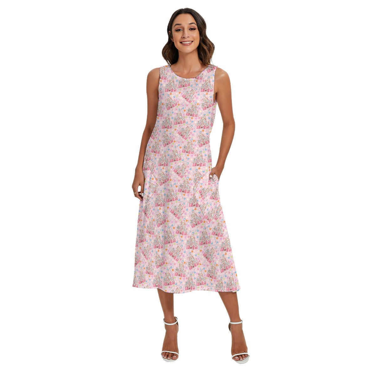 25th Birthday Cake Castle - Women’s Diagonal Pocket Midi Dress