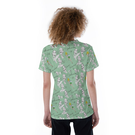 Drawing Pixie Fairy - Women's Short Sleeve V-Neck T-Shirt