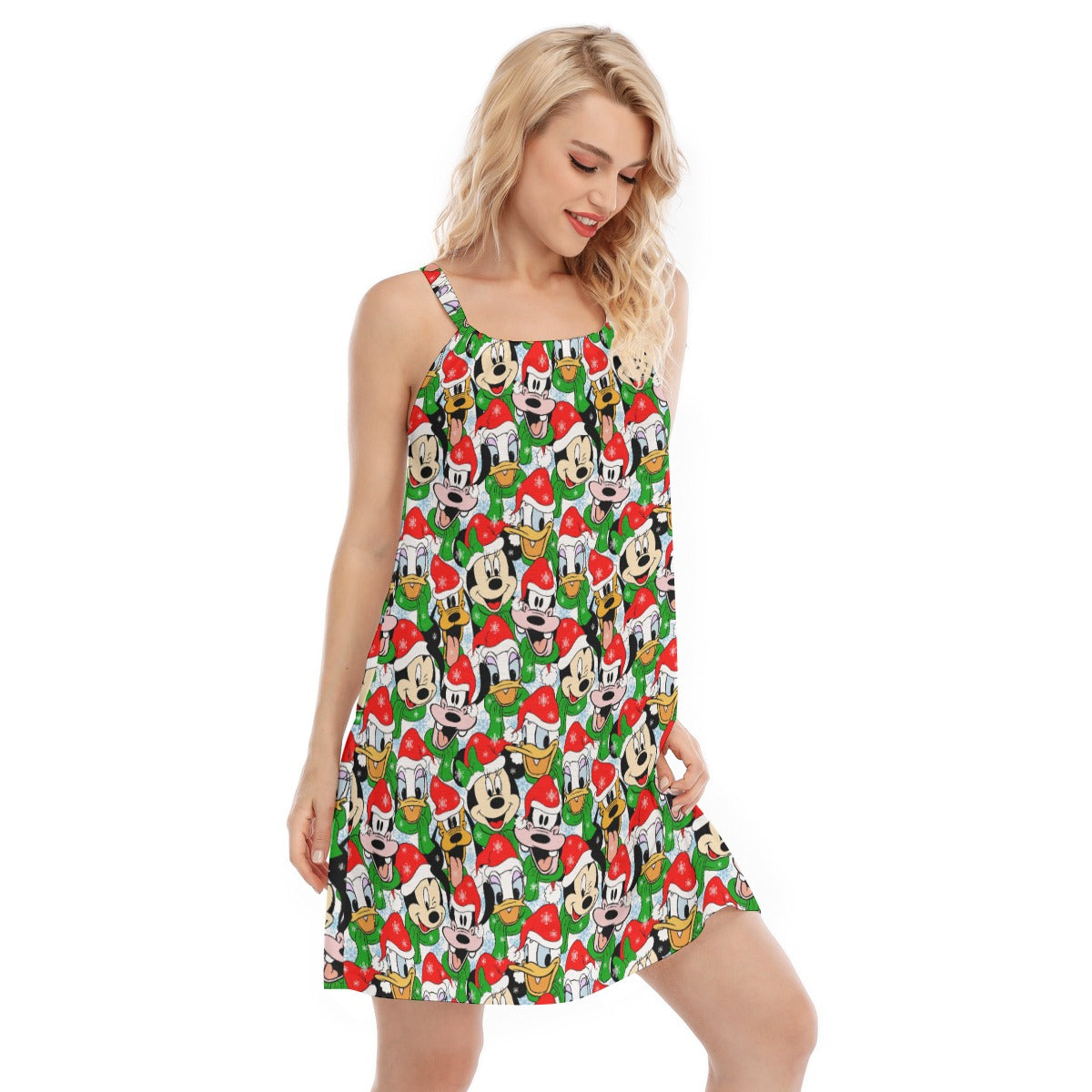 Mouse Friends in Santa Hats - Women’s Adjustable Sundress