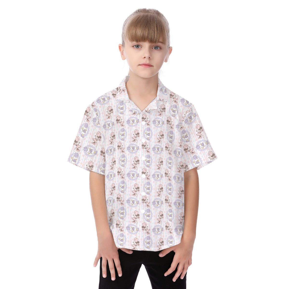 Sweet Springtime Minnie & Daisy - Kid's Hawaiian Button Up Shirt