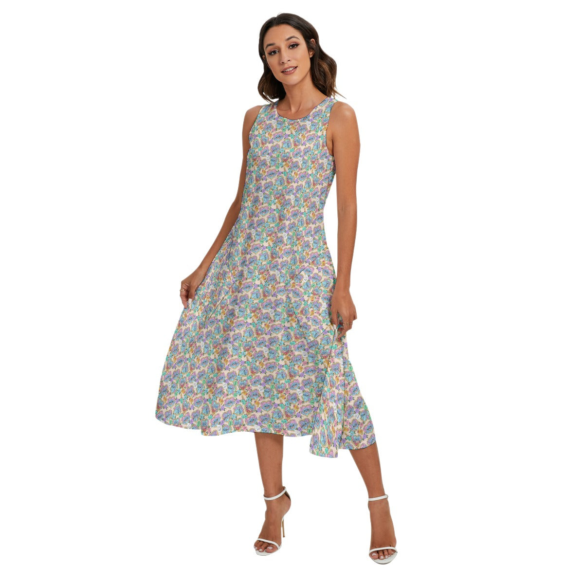 Tattoo Hearts Island Mischief - Women’s Diagonal Pocket Midi Dress