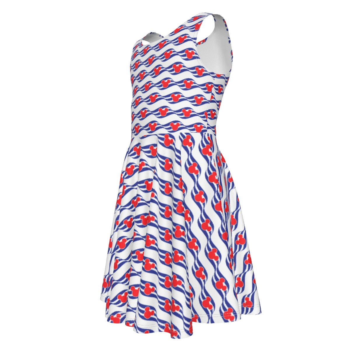Nautical Cruise Logo Print - Kid's Sleeveless Skater Dress