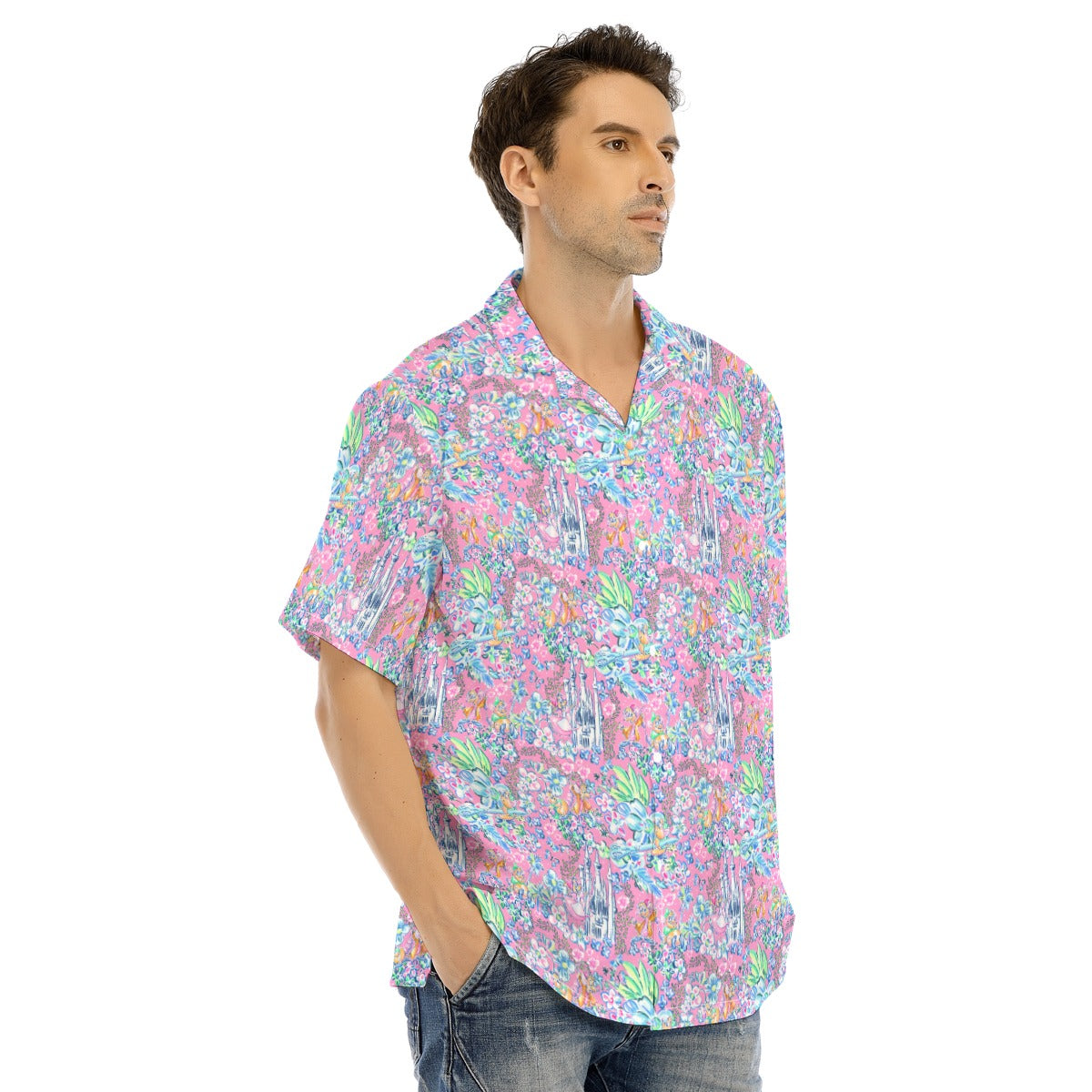 Bright Tropical Dreams - Enchanted Squeaky Helpers - Men's Hawaiian Button Up Shirt