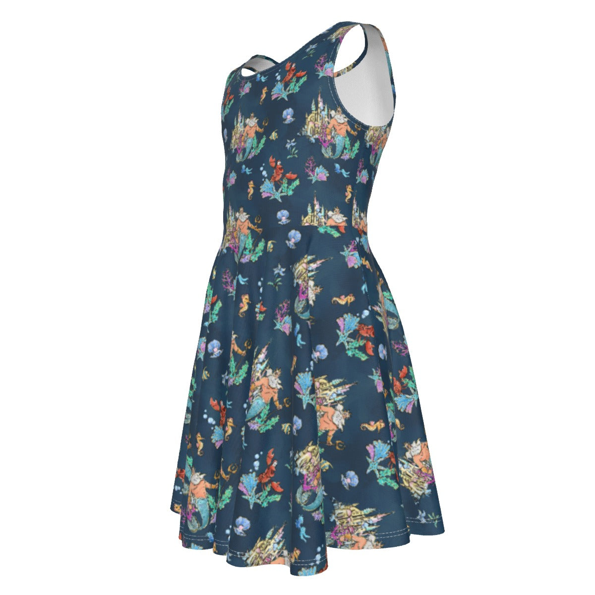 Whimsical Sea King and Crab - Kid's Sleeveless Skater Dress
