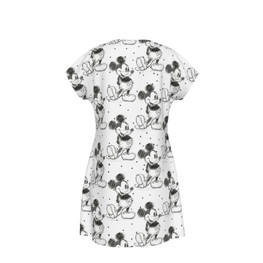 Sketch of Classic Mouse - Women's T-Shirt Dress