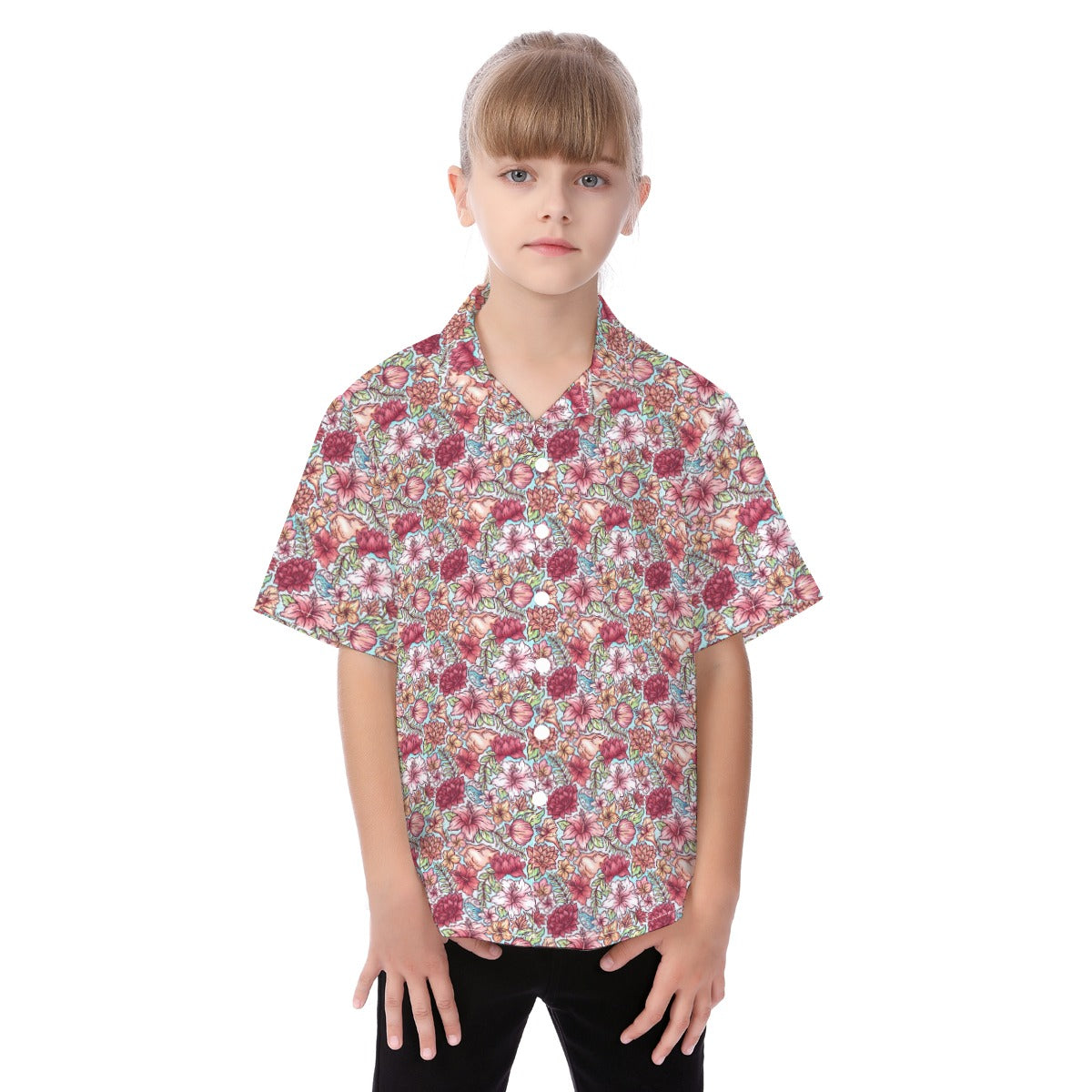 Fairytale Florals – Island Princess - Kid's Hawaiian Button Up Shirt