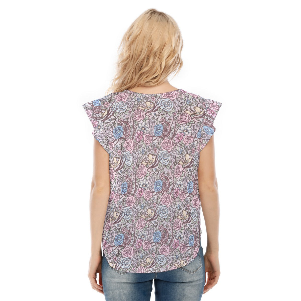 Fairytale Florals – Sleeping Enchantment - Women’s Flutter Sleeve Top