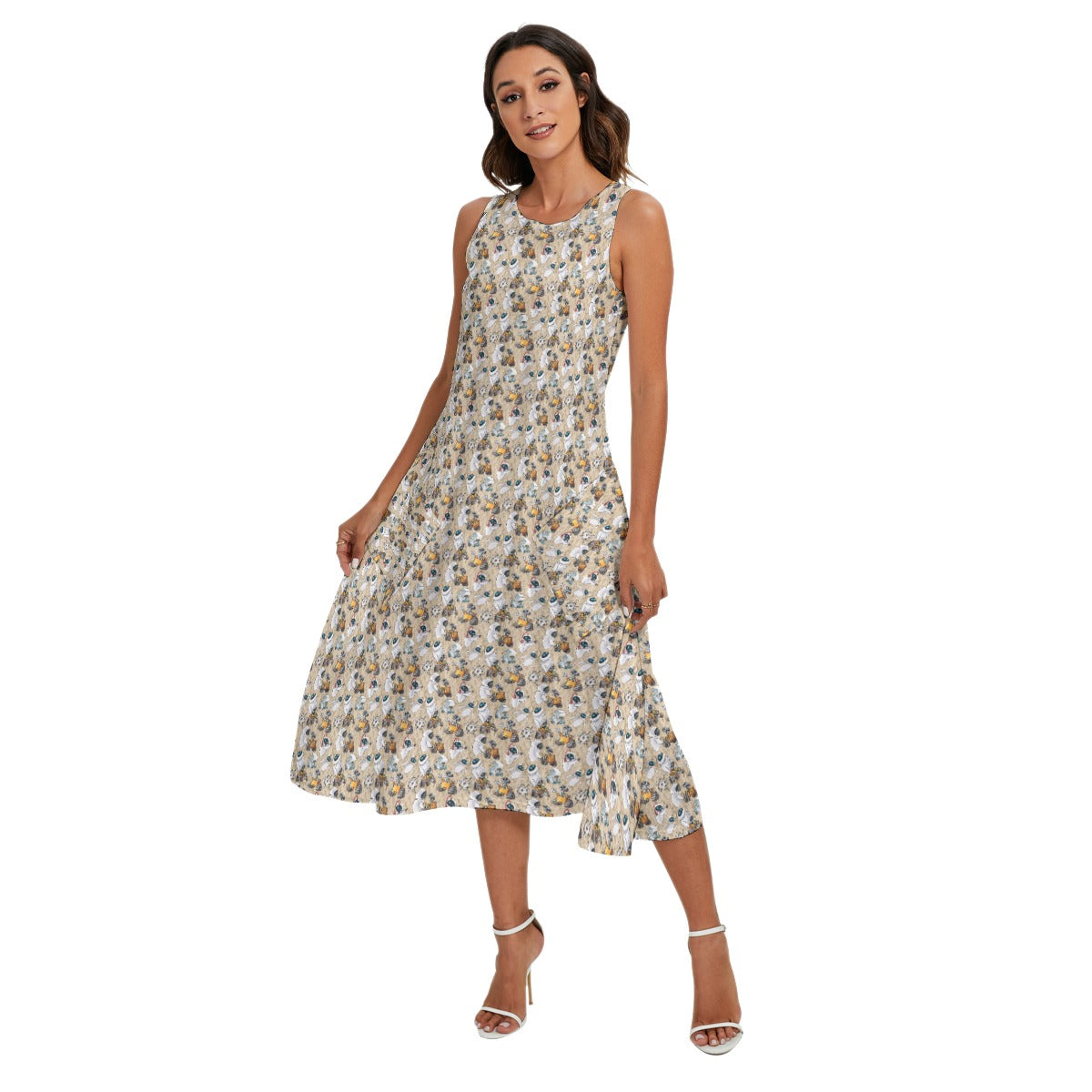 Robot Romance Sketchedched - Women’s Diagonal Pocket Midi Dress