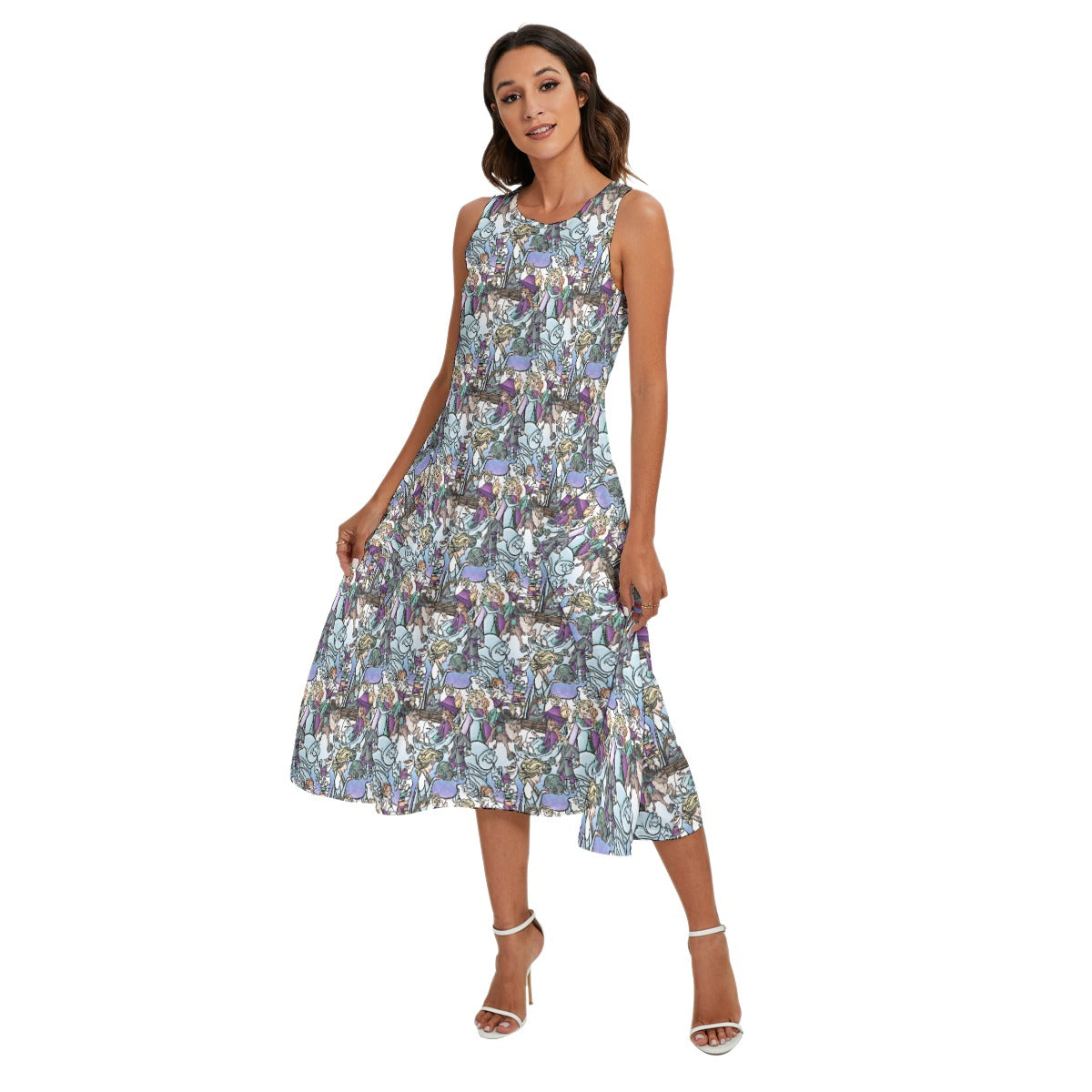 Enchanted Winter Journey - Women’s Diagonal Pocket Midi Dress