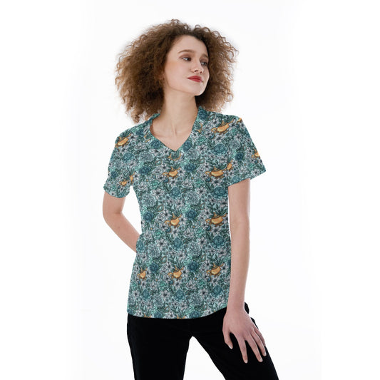 Fairytale Florals - Arabian Princess - Women's Short Sleeve V-Neck T-Shirt