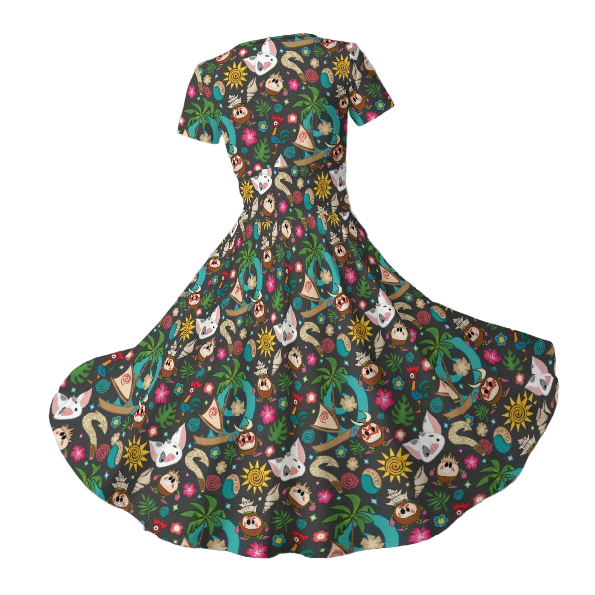 Polynesian Princess Icons - Women's V-Neck Ruched Midi Dress