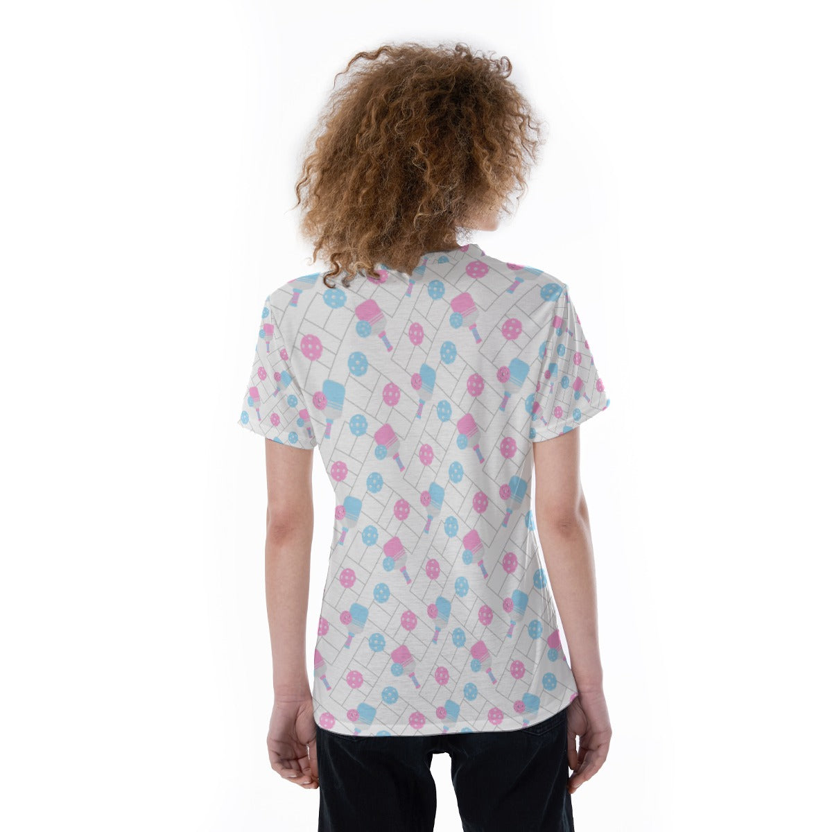 Pickleball Court Spin - Women's Short Sleeve V-Neck T-Shirt