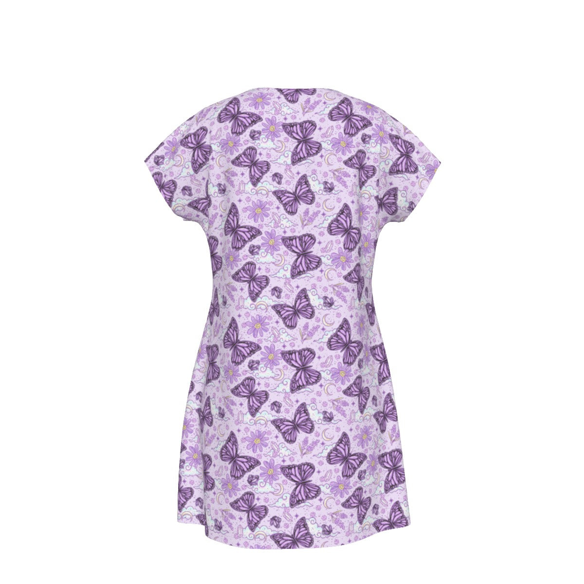 Lavender Butterflies - Women's T-Shirt Dress