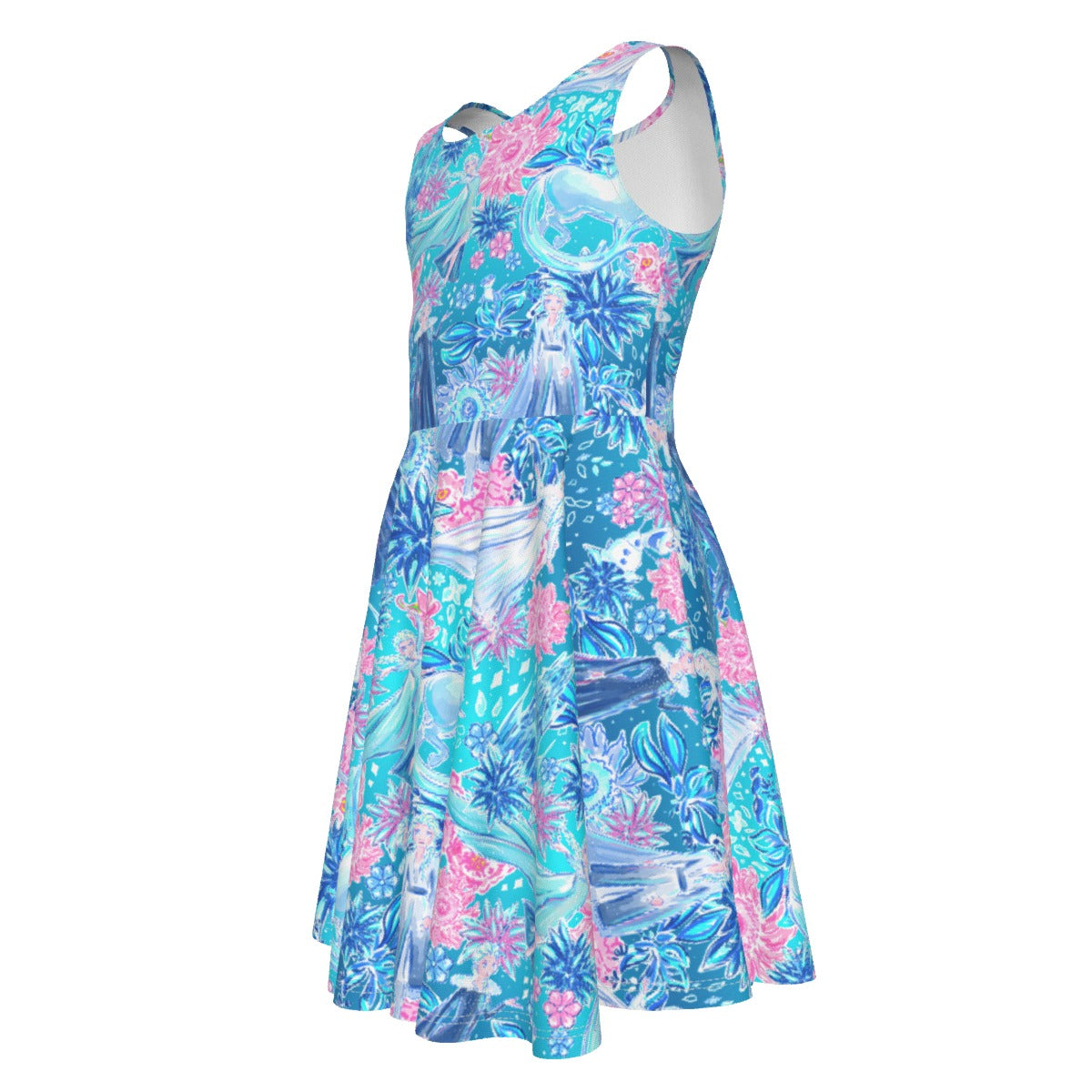 Ice Queen Frosted Florals - Kid's Sleeveless Skater Dress
