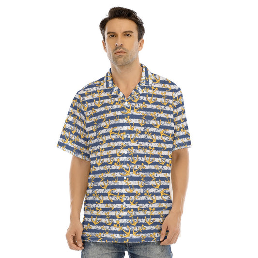 Nautical Mouse Ear Anchors - Men's Hawaiian Button Up Shirt
