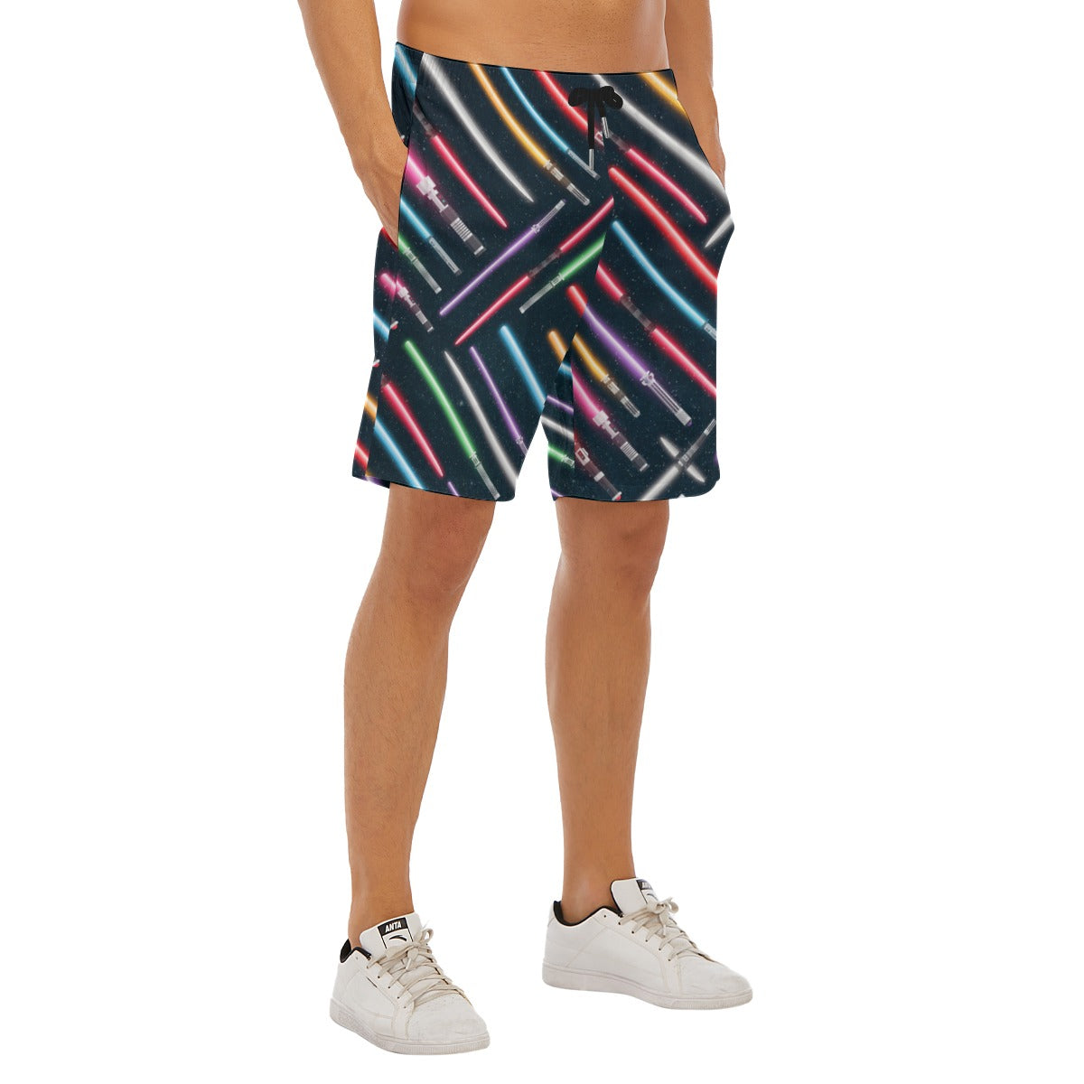 Vibrant Galaxy Sabers - Men’s Pocket Beach Shorts