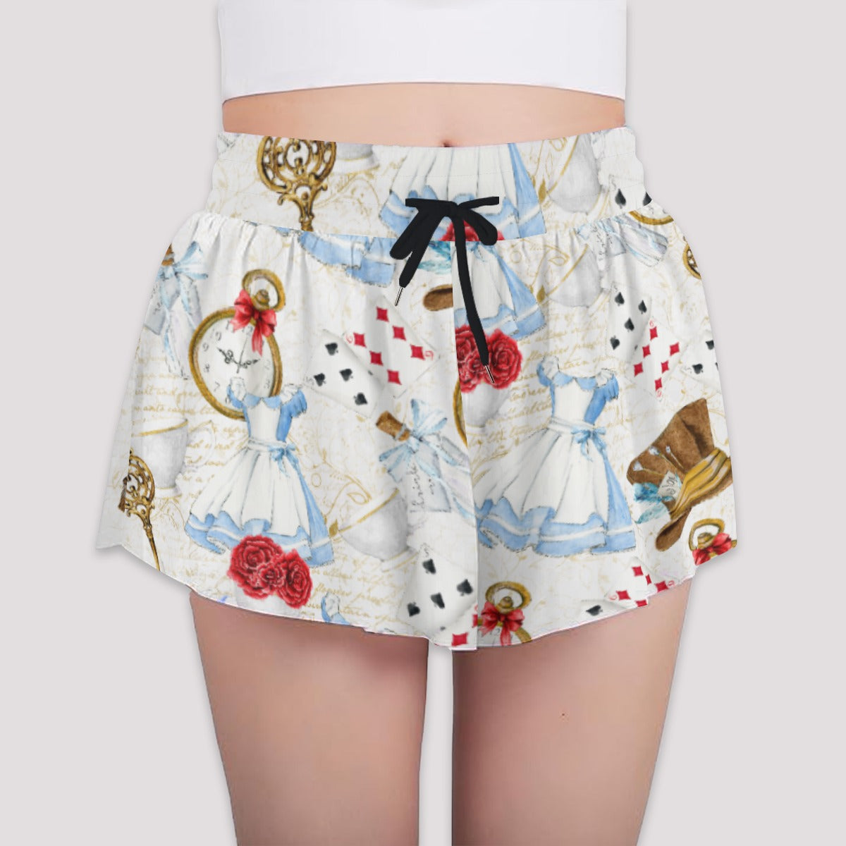 Curious Wonderland Icons - Girls’ Flowy Pocket Shorts
