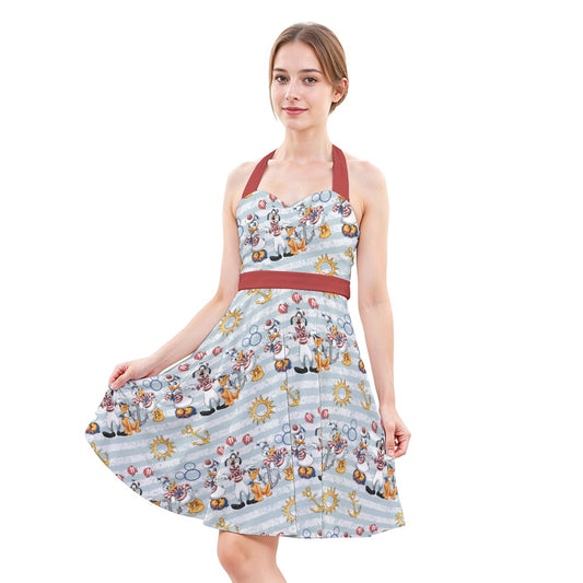 Set Sail with the Crewends - Women's Halter Vintage Pocket Dress