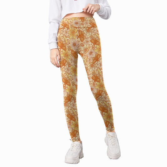 Orange Crystal Moths - Kid's Leggings