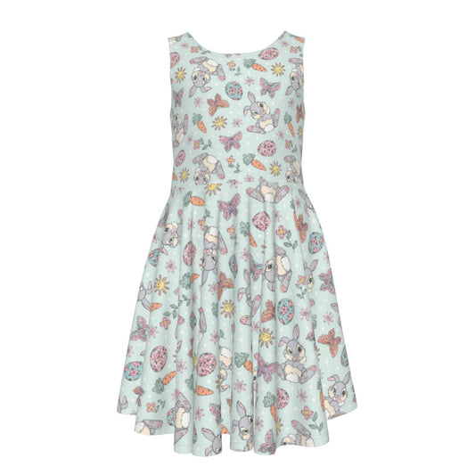 Springtime Bunny Cheer - Kid's Sleeveless Skater Dress