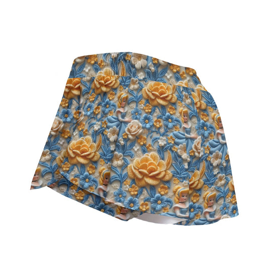 Regal Embroidered Royal Maiden - Women's Flowy Pocket Shorts