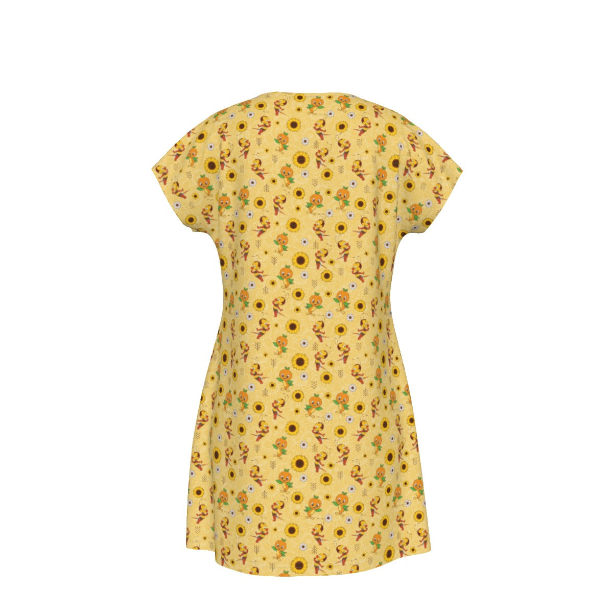 Cheerful Bee & Citrus Bird - Women's T-Shirt Dress