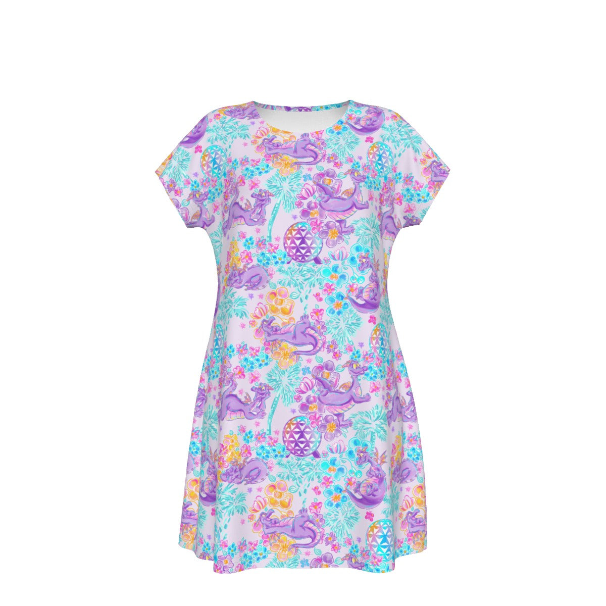Purple Dragon Flower Power - Women's T-Shirt Dress