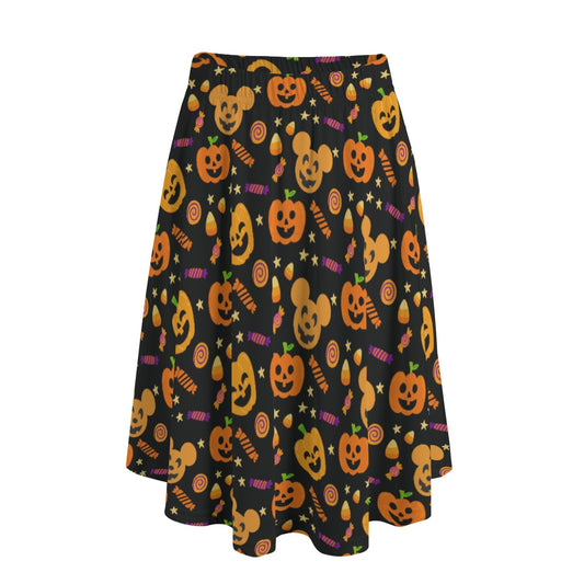 Cheerful Pumpkin Mouse Halloween - Women’s Pocket Midi Skirt