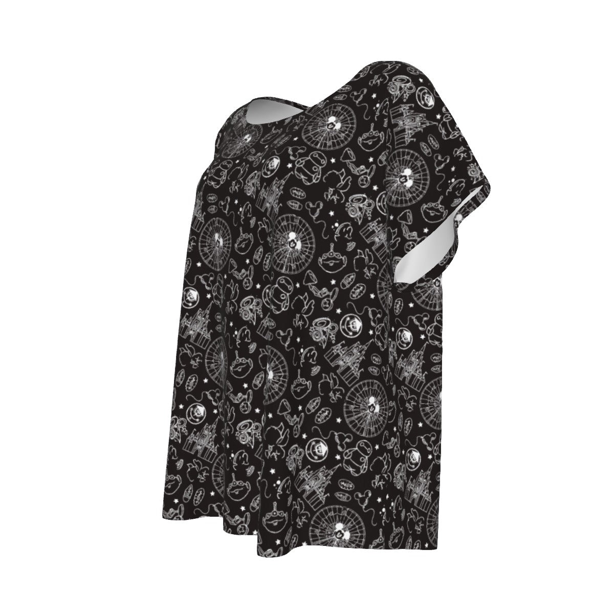 Monochrome Theme Park Icons - Women’s Relaxed Fit Scoop Tee
