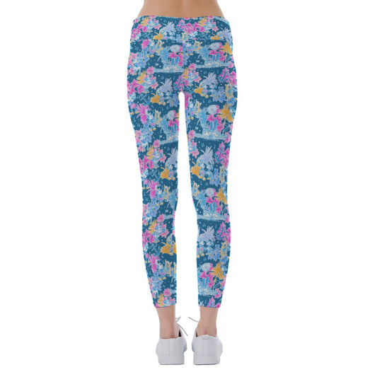 Bright Tropical Whimsy - Vintage Steamboat Captain - Women's Yoga Leggings