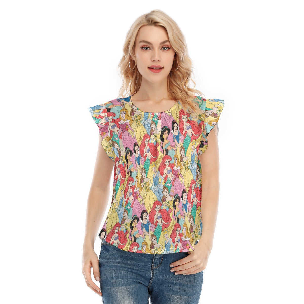 Royal Princess Sketches - Women’s Flutter Sleeve Top