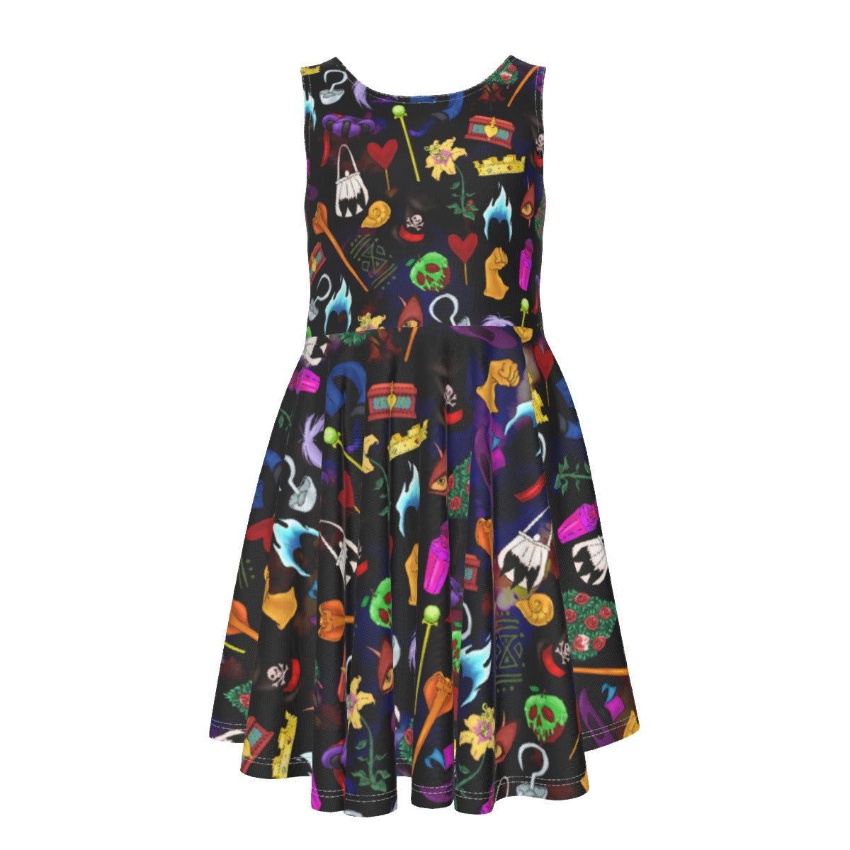 Villainous Icons Collage - Kid's Sleeveless Skater Dress