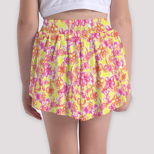 Neon Tropical Floral Friendsends - Girls’ Flowy Pocket Shorts