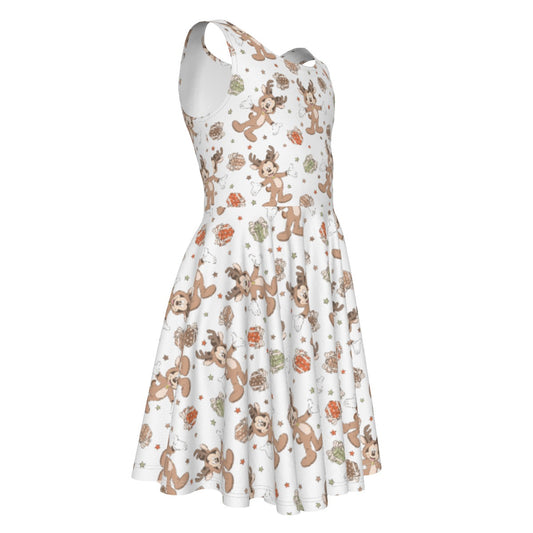 Reindeer Onesie Cheer - Kid's Sleeveless Skater Dress