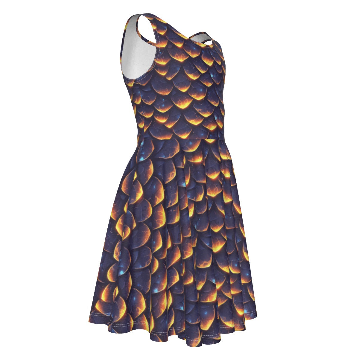Animal Print - Dragon - Kid's Sleeveless Skater Dress