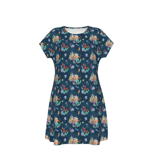 Whimsical Sea King and Crab - Women's T-Shirt Dress