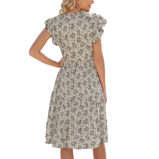 Bouncy Bunny Bliss - Women's Tiered Pocket Midi Dress