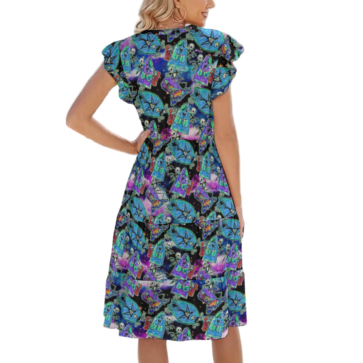 Haunting Romance Sketch - Women's Tiered Pocket Midi Dress