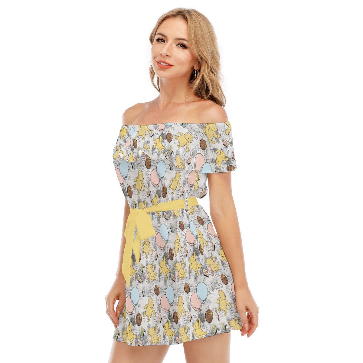 Silly Old Bear - Women's Off-shoulder Ruffle Dress