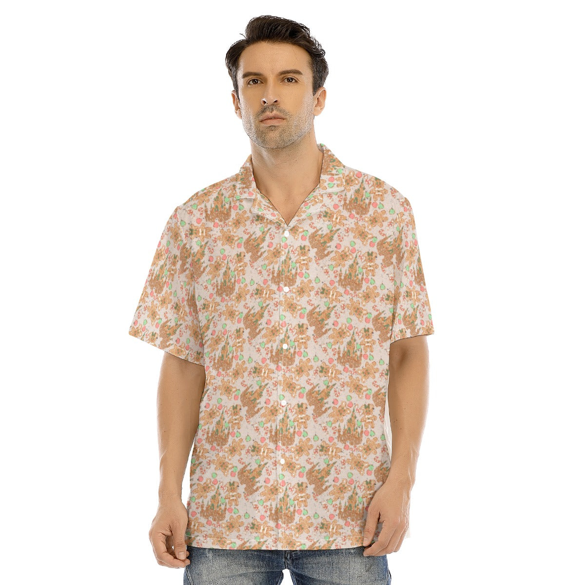 Festive Gingerbread Treats - Men's Hawaiian Button Up Shirt