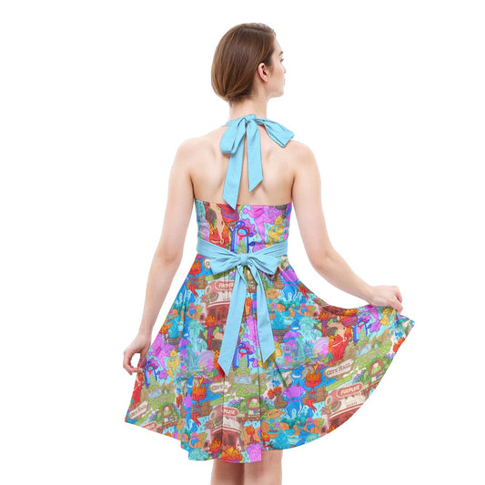 Element City Scene Collage - Women's Halter Vintage Pocket Dress