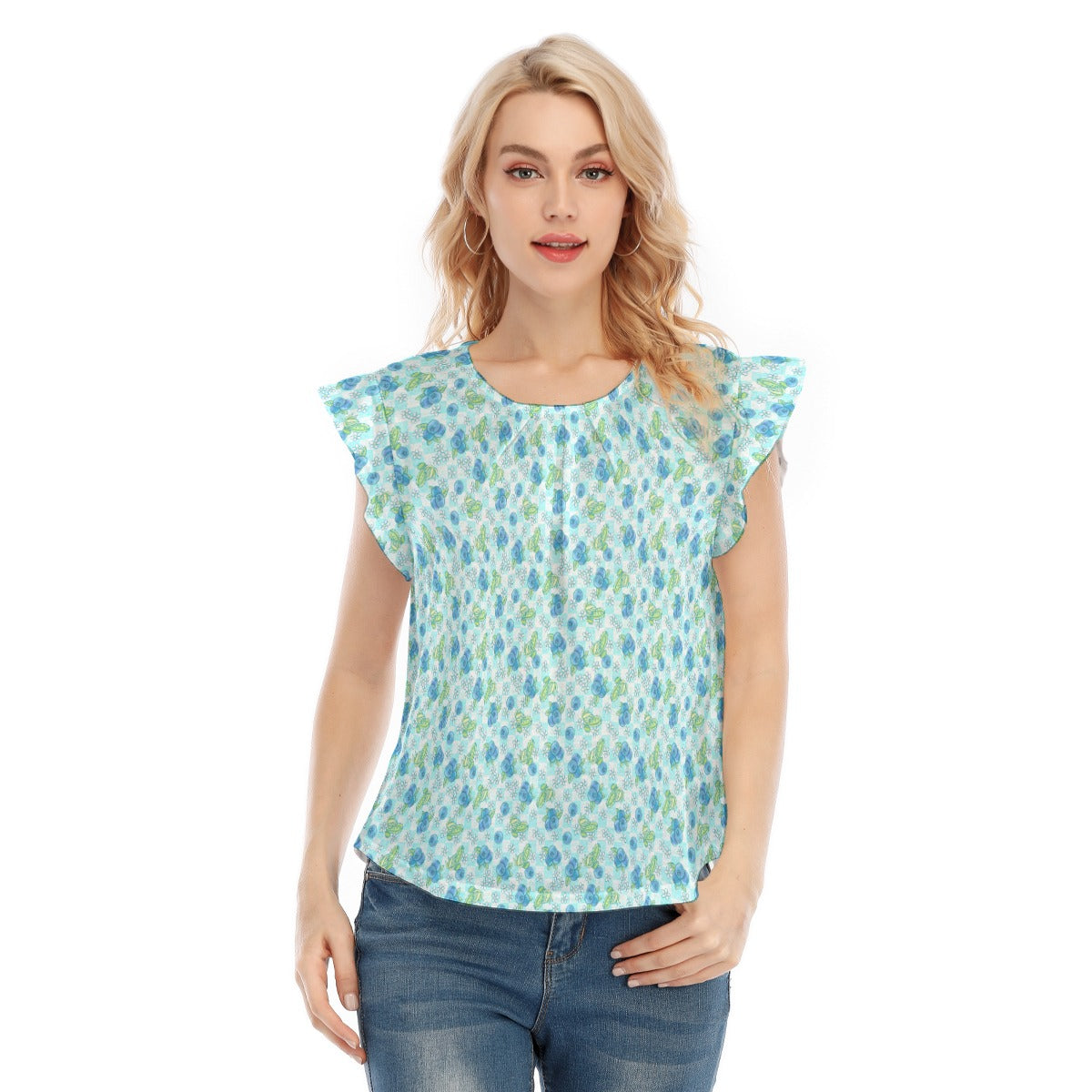 Summer Fruits - Blueberry - Women’s Flutter Sleeve Top