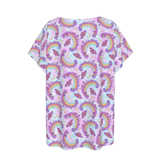 Monarch Butterflies & Rainbows - Women’s Relaxed Fit Scoop Tee