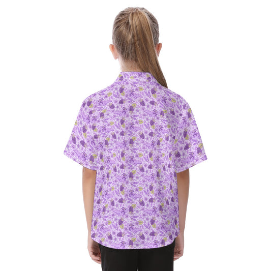 Fruitimals - Blackberry Axolotls - Kid's Hawaiian Button Up Shirt