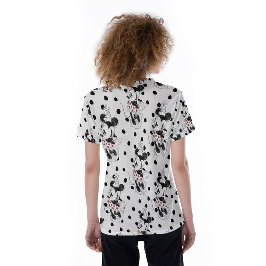 Sketch of Polka Dot Mouse - Women's Short Sleeve V-Neck T-Shirt