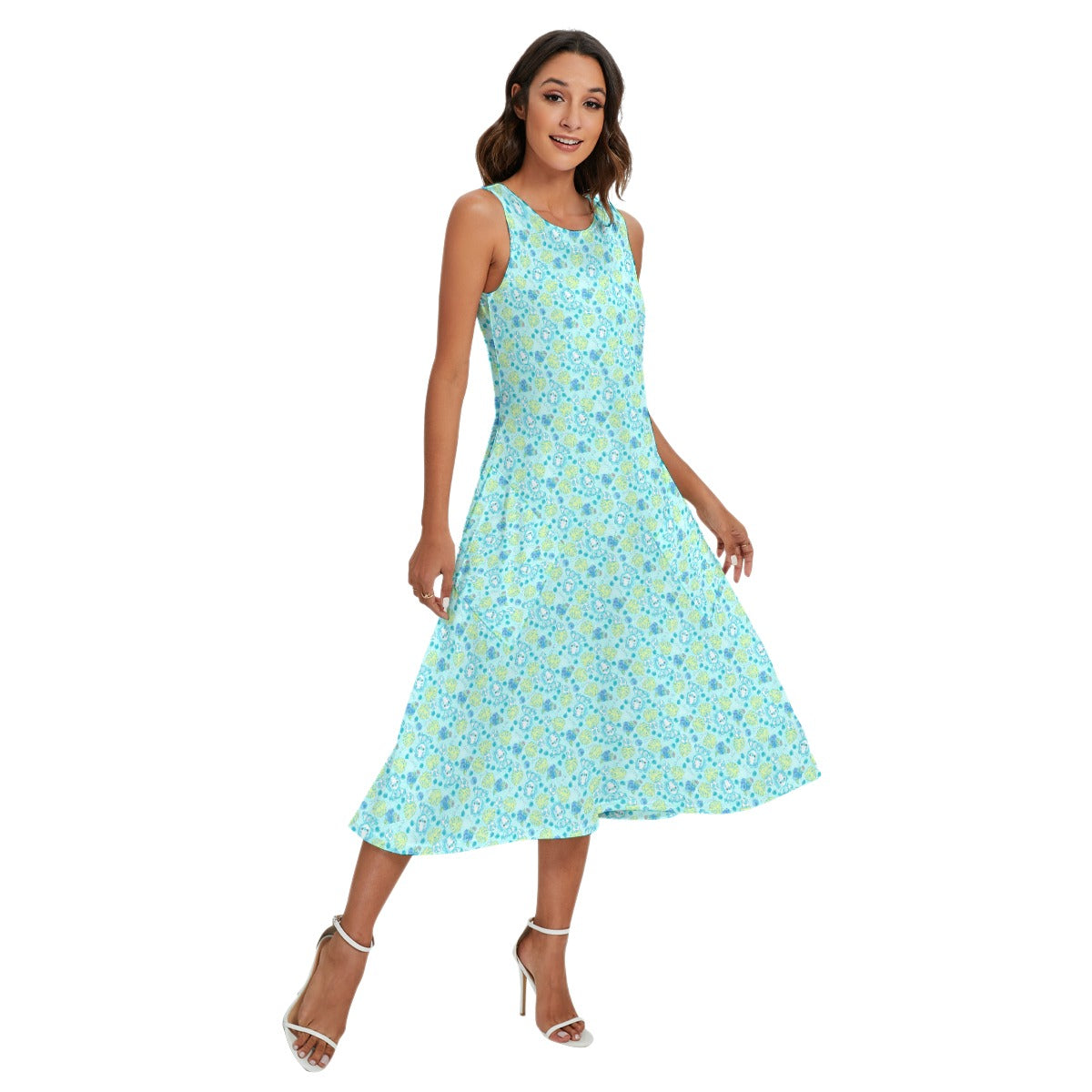 Fruitimals - Blueberry Dinosaurs - Women’s Diagonal Pocket Midi Dress
