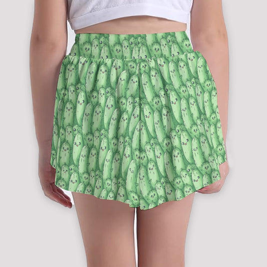 Kawaii Pickle Party - Girls’ Flowy Pocket Shorts
